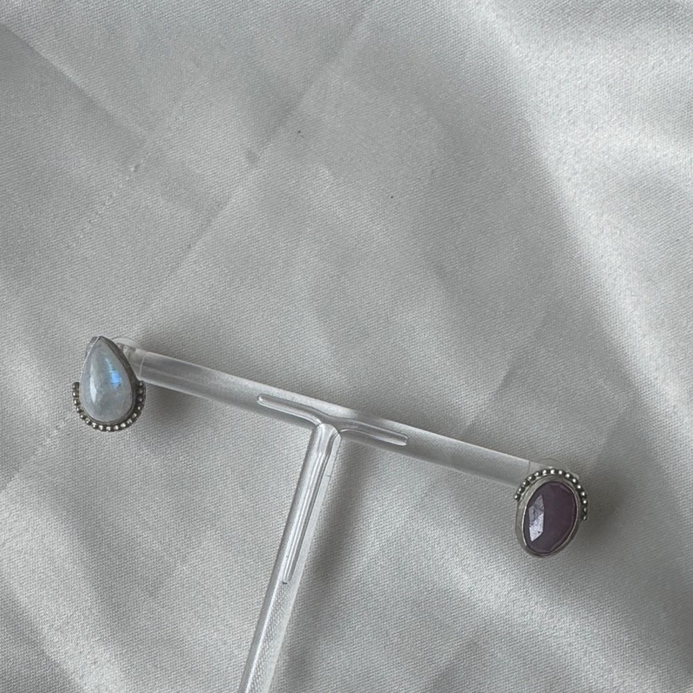 Moonstone and pink Sapphire 925 studs 🌙💓